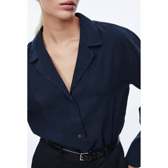 A Day’s March Hurst Camp-Collar Lyocell Shirt Long Sleeve Button Down 38 Medium - Picture 5 of 10